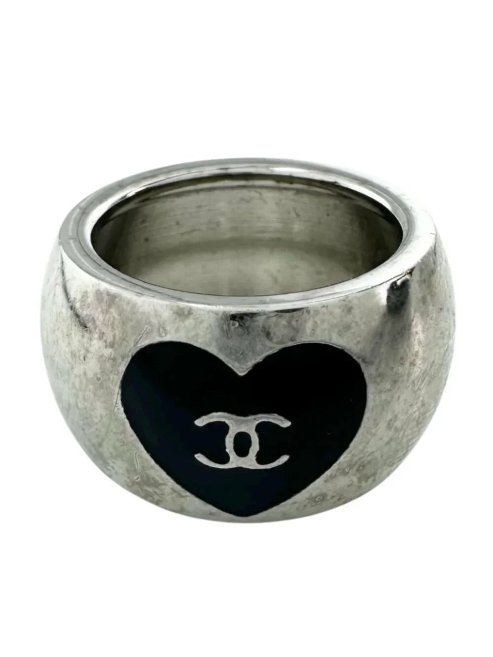 Chanel Ring Silver CC Logo